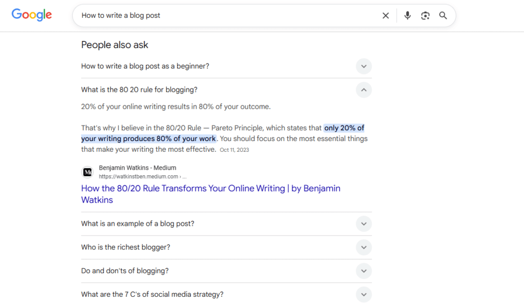 Google people also ask box drop down for more questions
