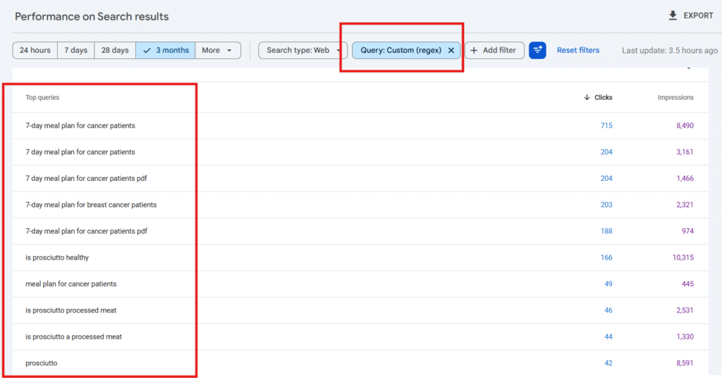 Query Filter in GSC