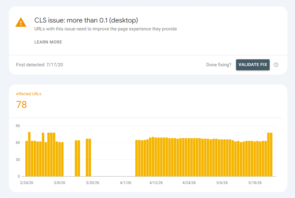 cls issues in google search console