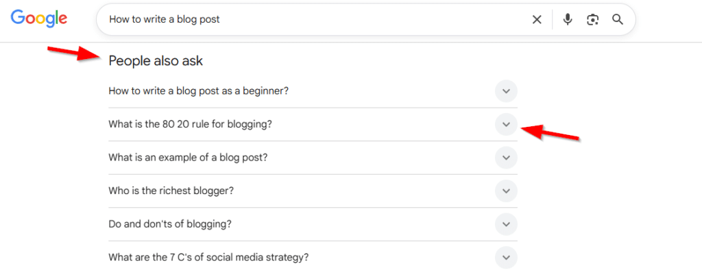 google people also ask box questions and drop down
