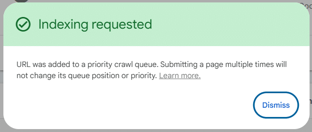 indexing requested