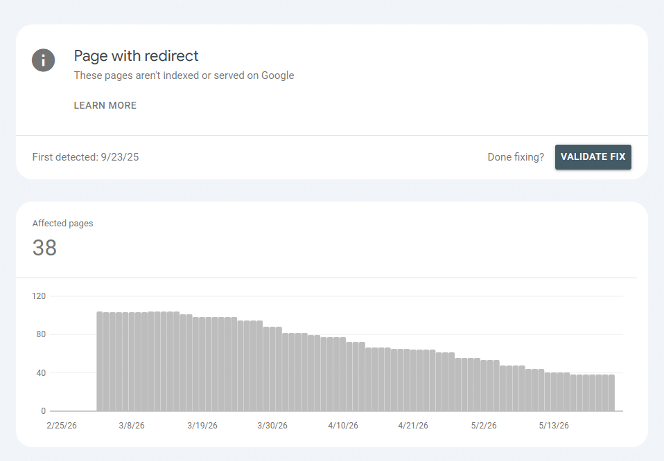 page with redirect