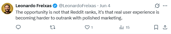Leonardo Freixas comment about real user experience outranking polished marketing